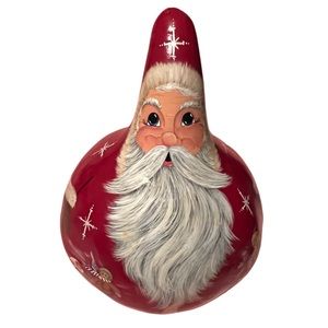 Santa Claus Winter Christmas Gourd Folk Art X-Large 14” Tall Signed & Dated 2005